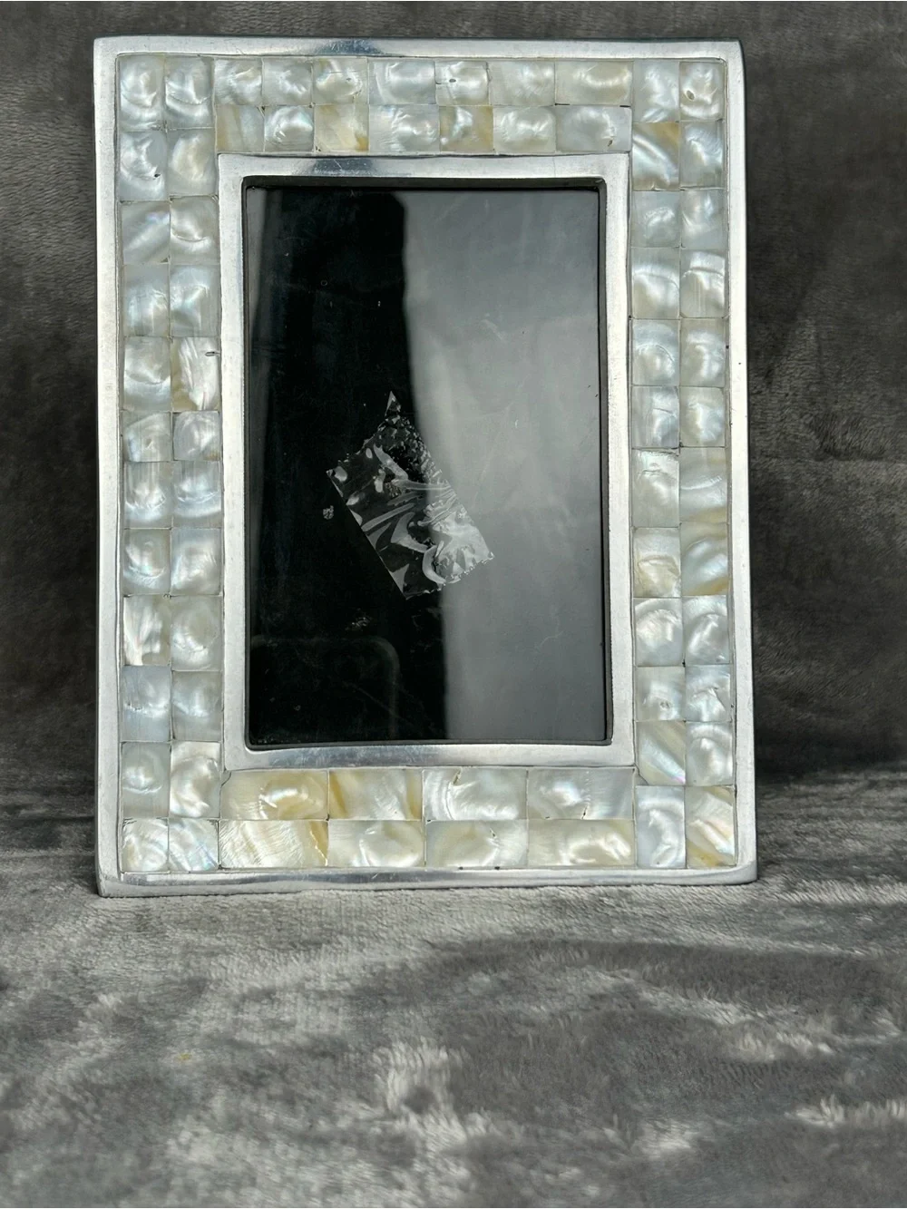 Vintage Mother Of Pearl Frame For 4x6” Silvertone Metal Easel Back Coastal Vibes
